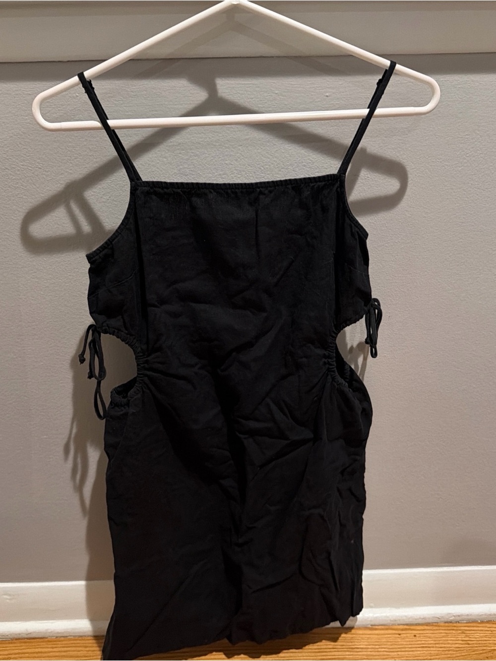 aerie Black Mini Dress with Side Cutouts and Tie Details